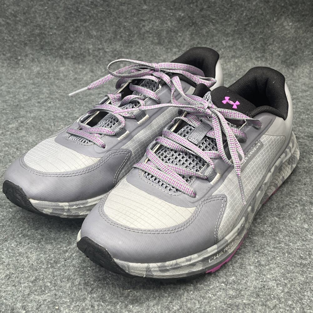 Under Armour Charged Bandit Trail 3 Womens Running Shoes Grey Purple Camo Sz 8